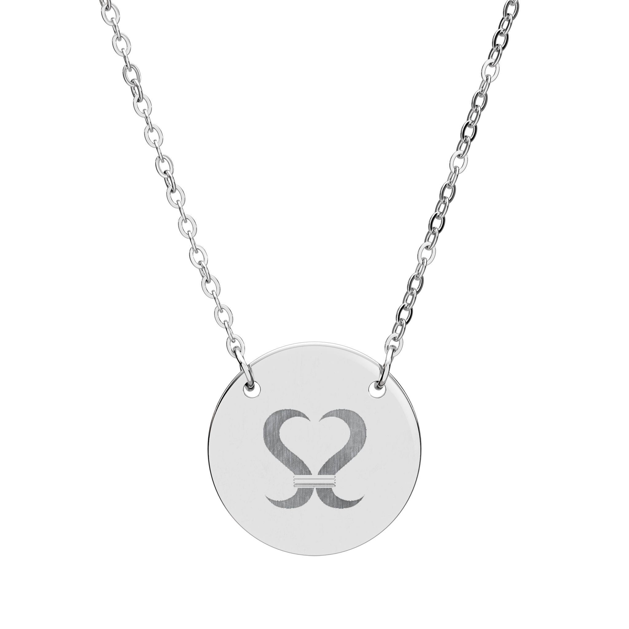 Engraved Circle Necklace — Heart Knot Personalized Pendant